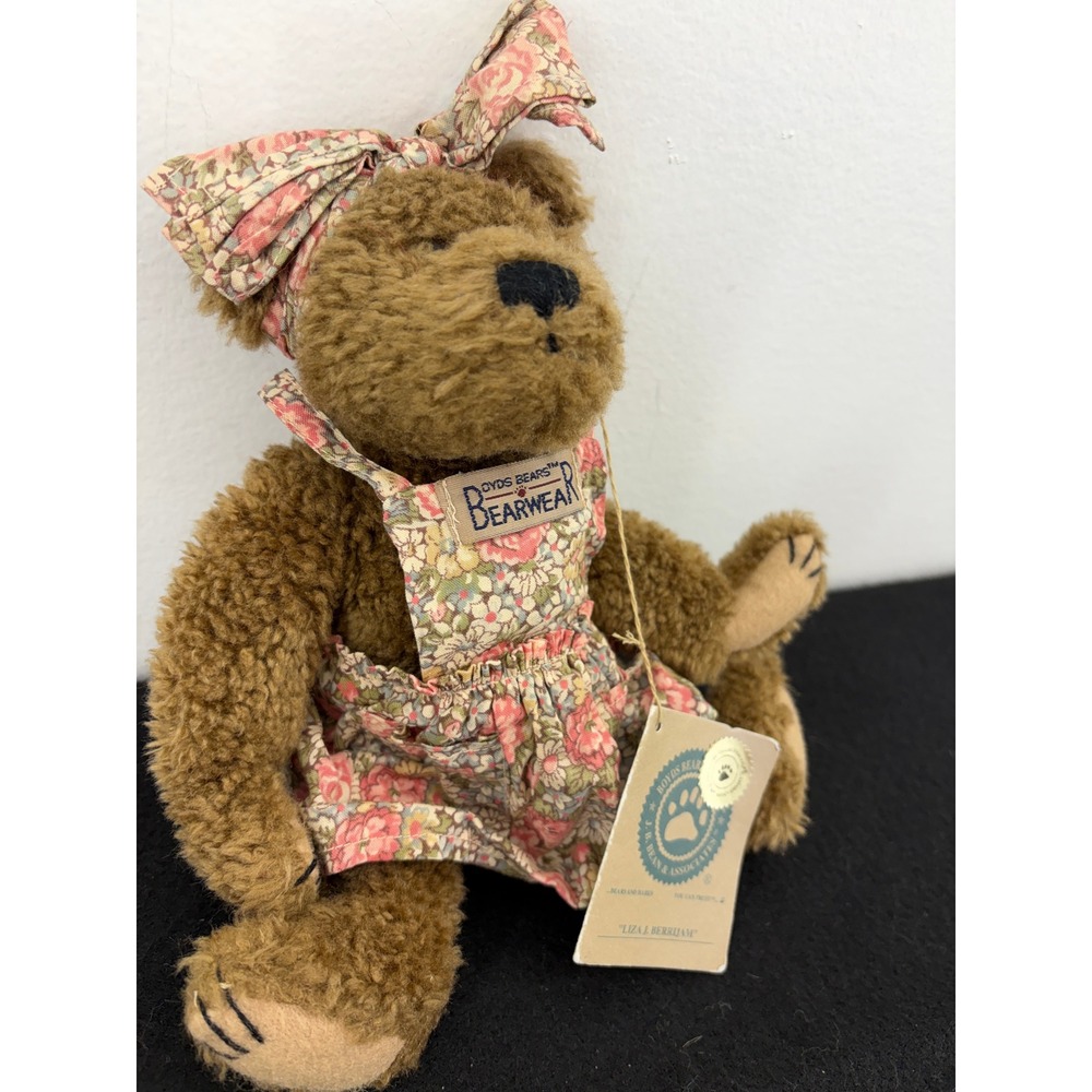 Boyds Bears Liza J Berrijam Plush Teddy Bear Floral Bow 910061 Vintage 1999